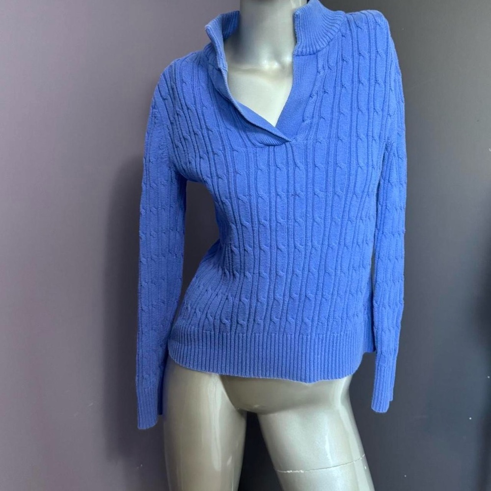 ❌SOLD❌ Liz Claiborne Vintage Y2K Cable-Knit Fitted V-Neck Sweater - Picture 4 of 5